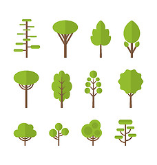 Image showing Collection set flat icons tree, garden bush