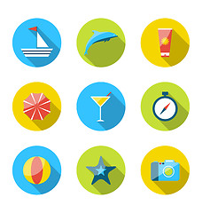 Image showing Flat modern set icons of traveling, planning summer vacation, to