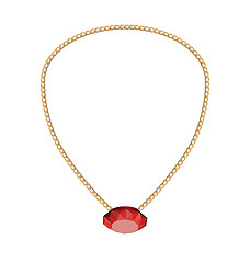 Image showing Jewelry Golden Chain with Red Diamand 