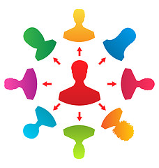 Image showing Concept of leadership, colorful people icons