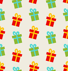 Image showing Seamless Pattern with Colorful Gift Boxes for Celebrate