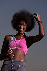 Image showing african american woman jogging in nature