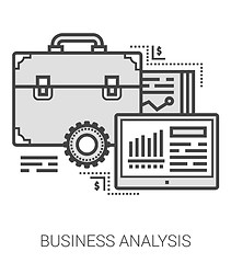 Image showing Business analysis line icons.