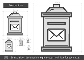 Image showing Postbox line icon.