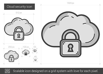 Image showing Cloud security line icon.