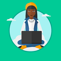 Image showing Woman using cloud computing technology.