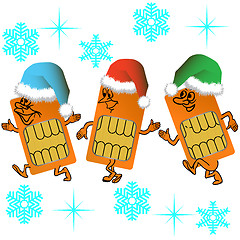 Image showing Three SIM cards go in santa outfit