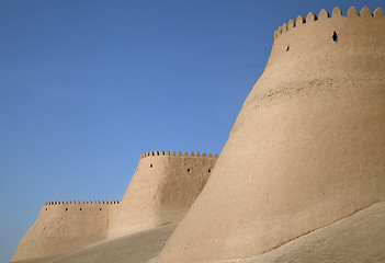 Image showing Itchan Kala walls - Old Town of Khiva, Uzbekistan