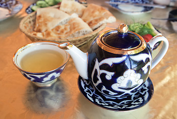 Image showing Traditional Uzbek served tea and sweets