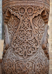 Image showing Carved wooden column, Uzbekistan