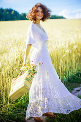 Image showing beautiful woman in white summer dress