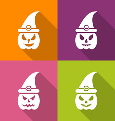 Image showing Halloween Carving Paper Pumpkins with Hats