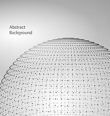 Image showing Abstract Circle with Mesh Polygonal Elements, Lines and Dots