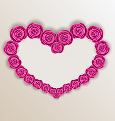 Image showing Elegant heart made in roses for Valentine Day, copy space for yo