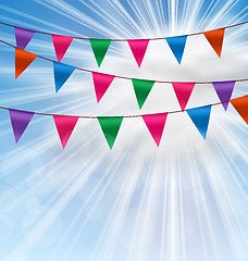 Image showing Party Background with Buntings Flags Garlands