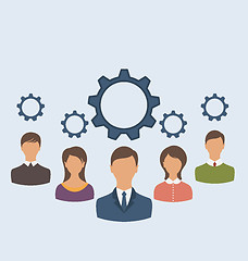 Image showing Business people with cogwheels, business teamwork 