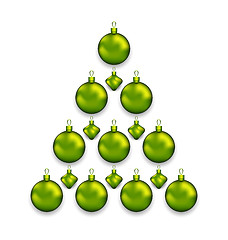 Image showing Christmas tree made of glass balls, isolated on white background