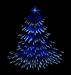 Image showing Blue spruce fir christmas  trace fireworks
