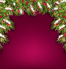 Image showing  Holiday Background with Fir Branches and Berries