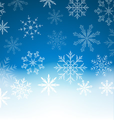 Image showing New Year blue background with snowflakes and copy space for your