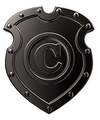 Image showing copyright symbol on metal shield on white background - 3d illustration