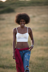 Image showing young black woman in nature