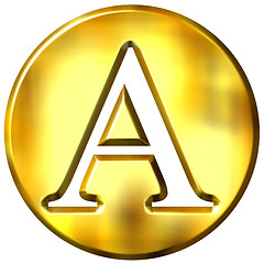 Image showing 3D Golden Letter A