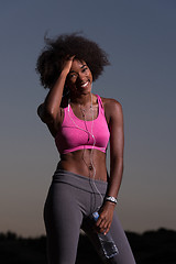 Image showing african american woman jogging in nature