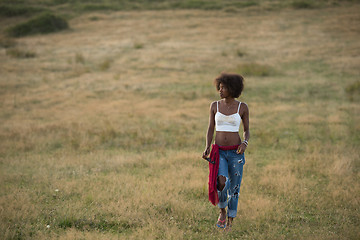 Image showing young black woman in nature