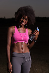 Image showing african american woman jogging in nature