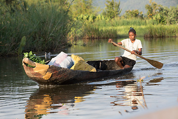 Image showing Life in madagascar countryside on river