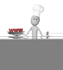 Image showing cook cartoon guy with www on plate - 3d illustration