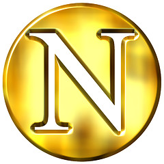 Image showing 3D Golden Letter N