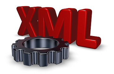 Image showing xml tag and gear wheel - 3d rendering