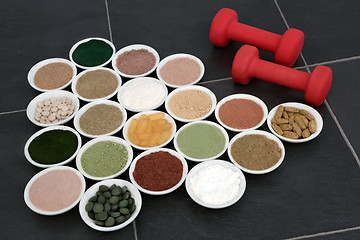 Image showing Body Building Powders and Vitamin Pills