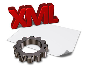 Image showing xml tag and gear wheel - 3d rendering