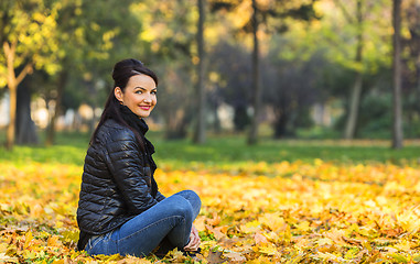 Image showing Woman in a Forest in the Autumn