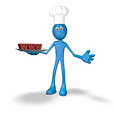 Image showing cook cartoon guy with www on plate - 3d illustration