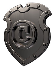 Image showing copyright symbol on metal shield on white background - 3d illustration