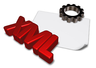 Image showing xml tag and gear wheel - 3d rendering