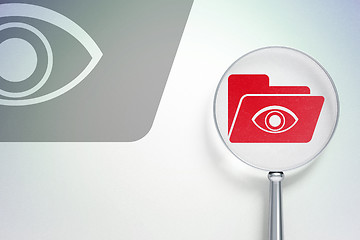 Image showing Business concept:  Folder With Eye with optical glass on digital background