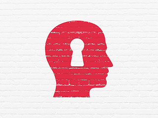 Image showing Business concept: Head With Keyhole on wall background