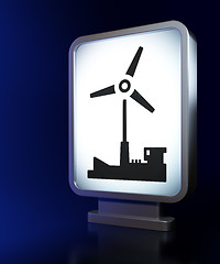 Image showing Manufacuring concept: Windmill on billboard background