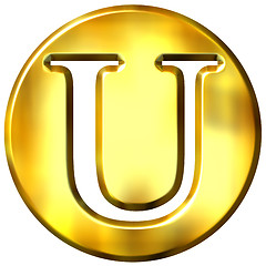 Image showing 3D Golden Letter U