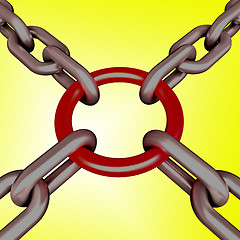 Image showing Red Link Yellow Background Shows Strength Security