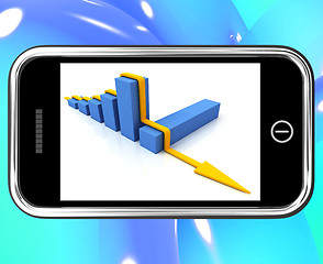 Image showing Arrow Falling On Smartphone Showing Collapsed Finances