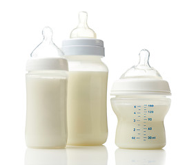 Image showing various baby milk bottles