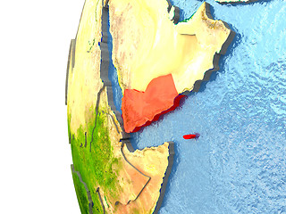 Image showing Somalia on globe