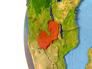 Image showing Zambia on globe