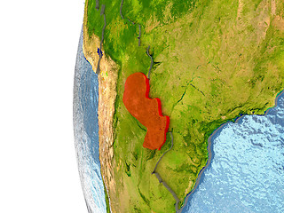 Image showing Paraguay on globe